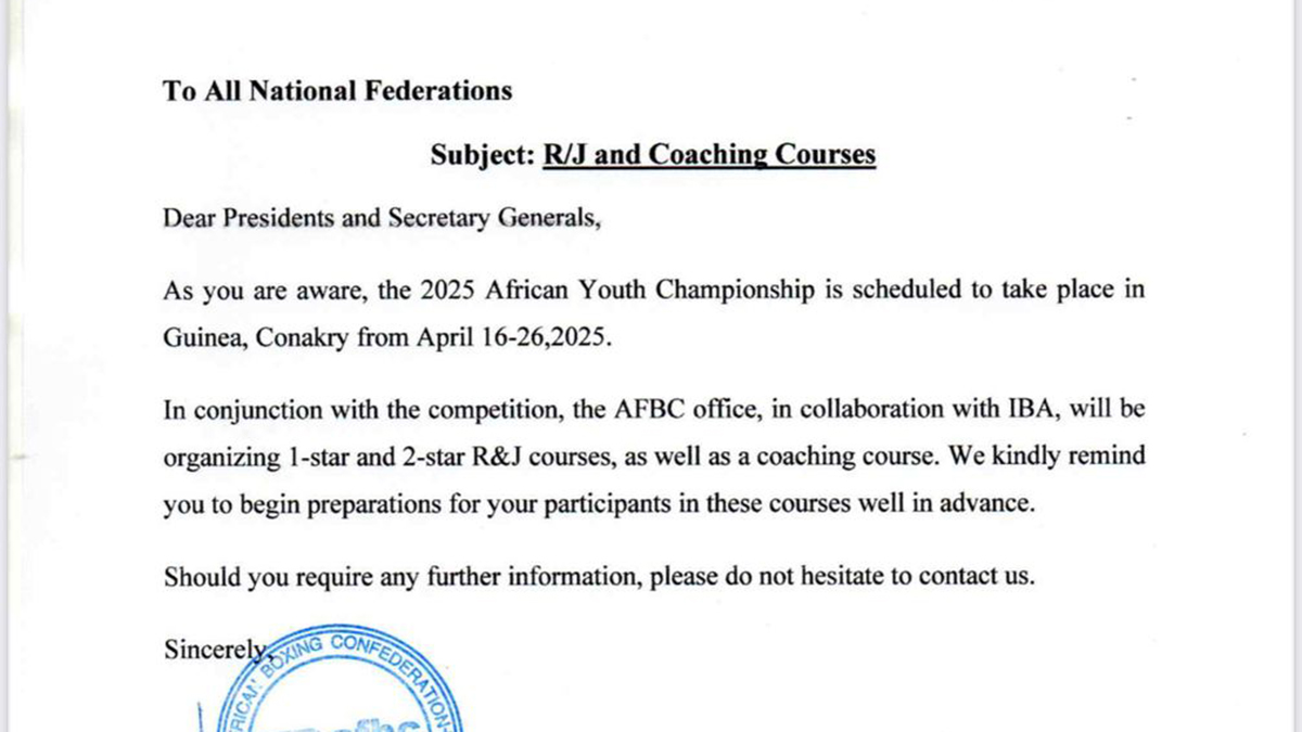 AFBC to Host R&J and Coaching Courses Alongside the 2025 African Youth Championship